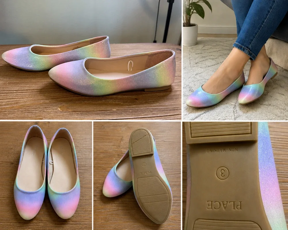 The Children’s Place Rainbow Glitter Ballet Flats – Girls Size 3